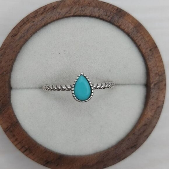 Vintage Turqouise Teardrop 925 Sterling Silver Ring - Picture 6 of 8